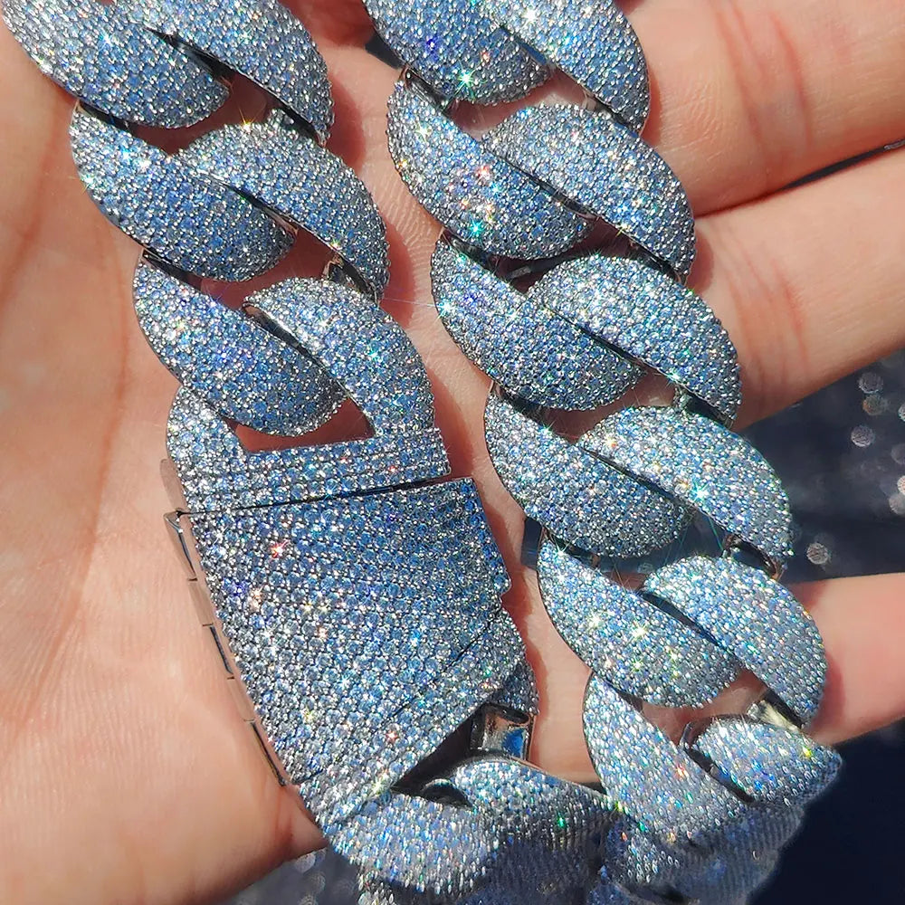 24mm Diamond Chain flooded CZ Silver/Gold Plated