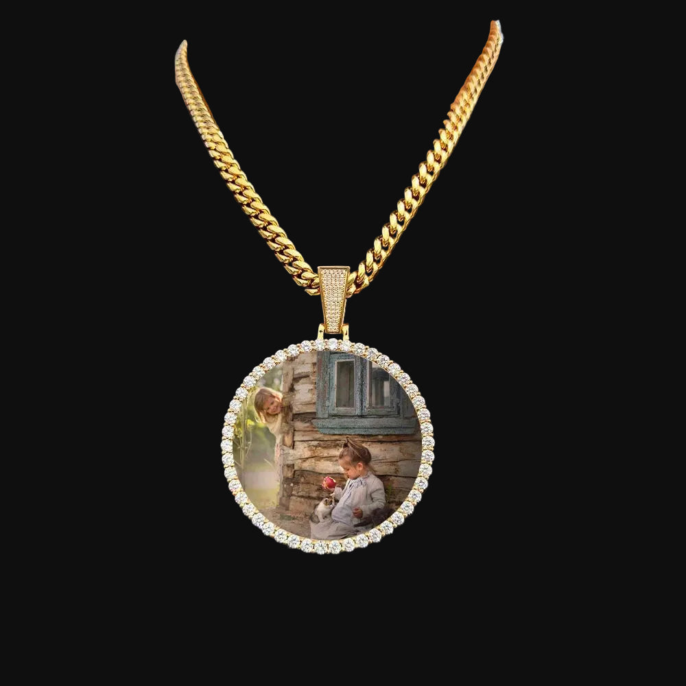 35mm 45mm 68mm custom Circle Photo Pendant Chain