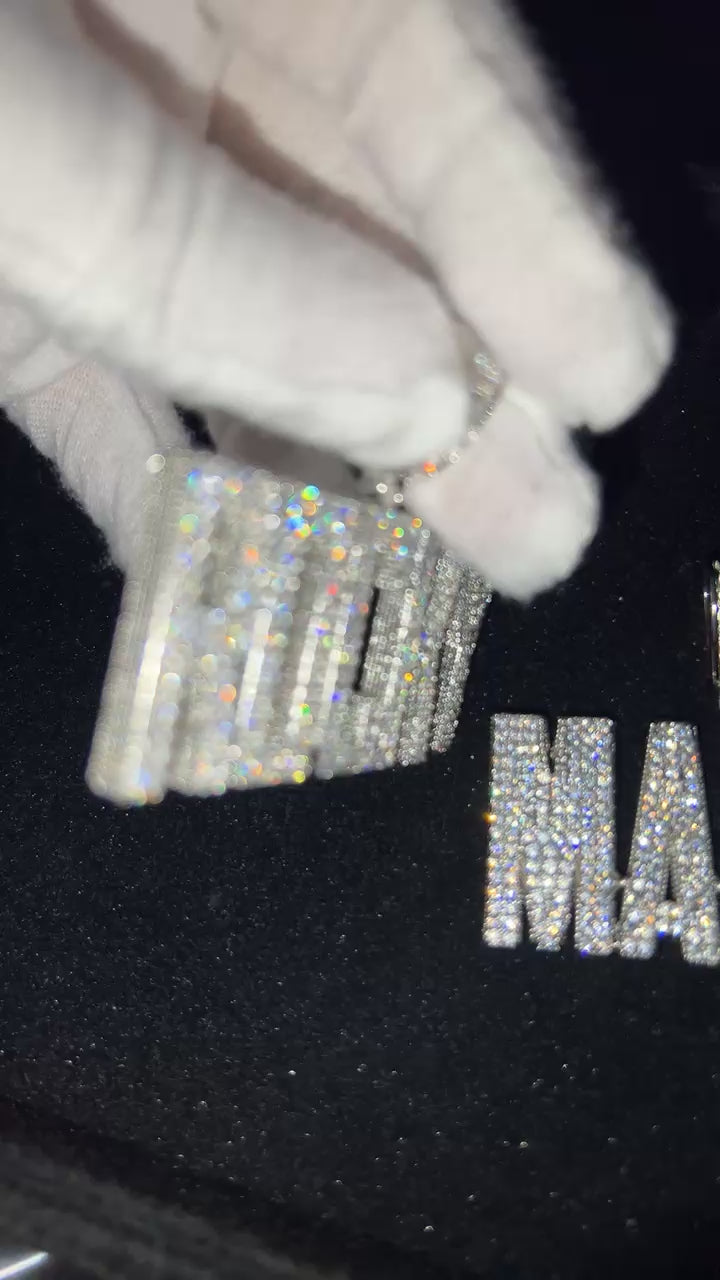 Custom flooded name square pendant