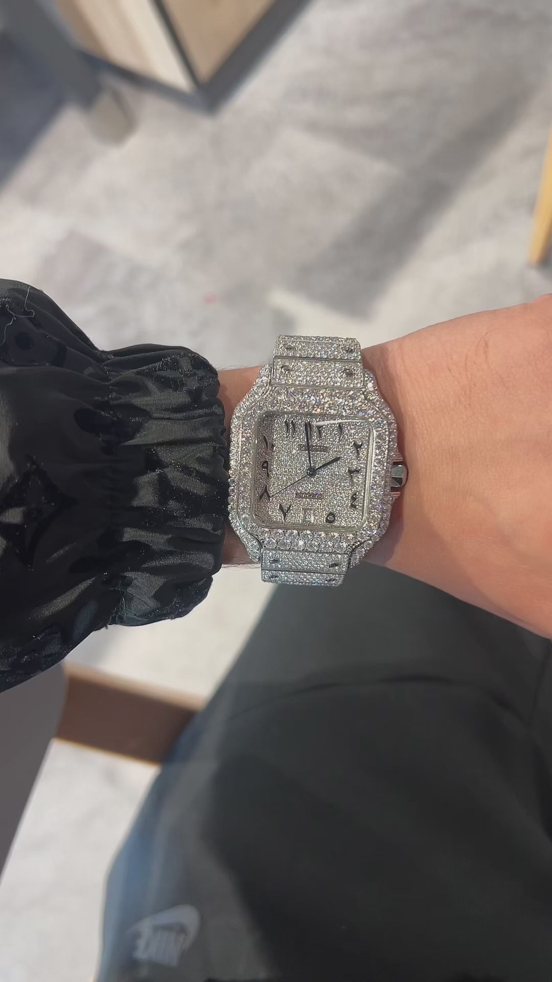 Cartier Arabic Dial Moissanite Watch — Silver